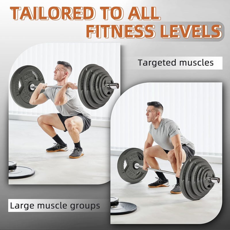 Fitvids أقراص أوزان باربل أولمبي بقطر 2 إنش، من 2.5 رطل إلى 45 رطل لتدريب القوة في المنزل، تصميم بمقبض ثلاثي - Image 4